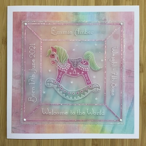 Carte parchemin personnalisée de félicitations pour la naissance de votre nouveau bébé de 7 x 7 po pour les nouveaux parents ou grands-parents, la famille ou les amis