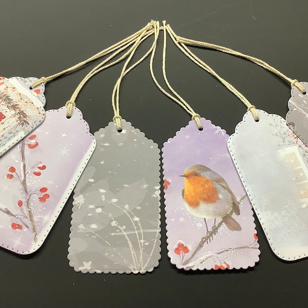 6 Hand Die-Cut Christmas Gift Tags made from 100% recycled Cardstock (each Tag measures 9.5x5 cms) - Suitable for Men, Women, Children