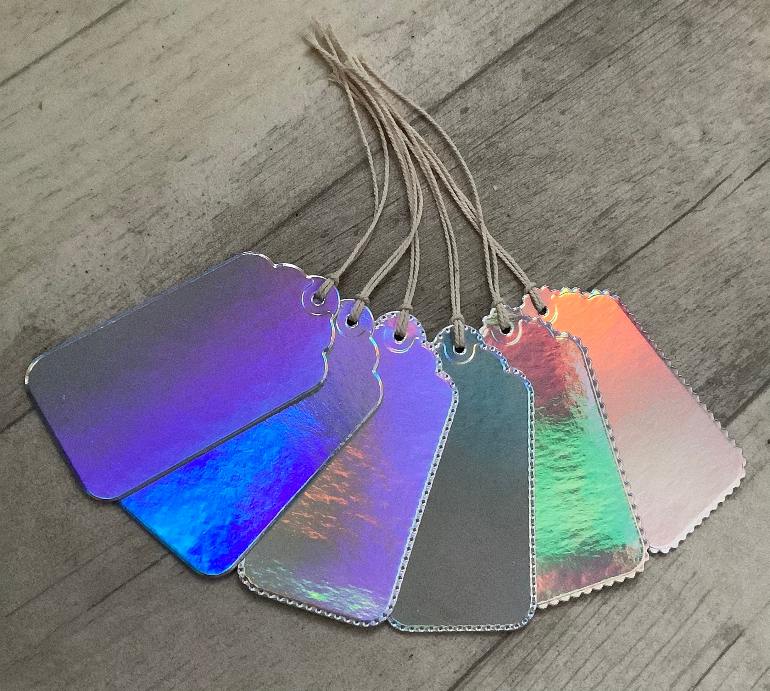 6 Luxury Hand Die Cut Holographic Christmas Gift Tags 300gsm