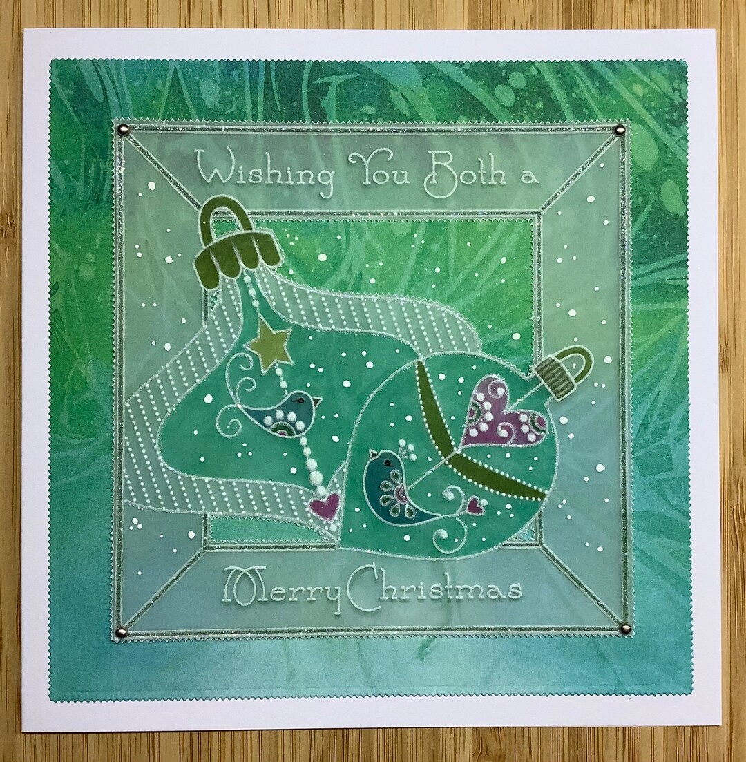 Handmade Parchment Christmas 7x7 Card wishing You Both a Merry