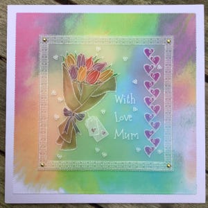 Biglietto di pergamena di lusso fatto a mano da 7"x7" "Con amore mamma" - Perfetto per il compleanno della mamma, la festa della mamma, mi manchi mamma, Con amore mamma, Grazie mamma