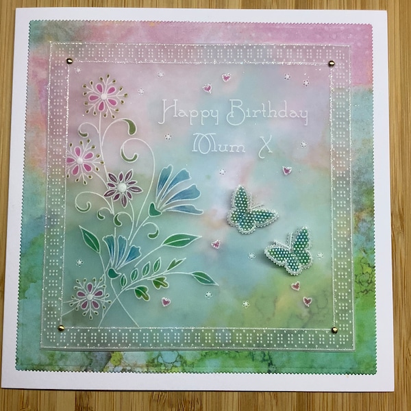 Parchemin floral personnalisé « Joyeux anniversaire » 7 x 7 pouces - parfait pour la famille ou les amis