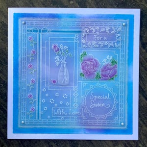 Carte en parchemin faite main « Pour une soeur spéciale avec amour » - carte d'anniversaire, carte de bonjour, je pense à vous, vous me manquez