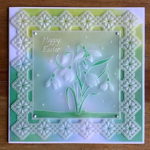 Cartão de pergaminho de luxo feito à mão com flocos de neve "Feliz Páscoa" - Cartão de Páscoa para mamãe e papai, Cartão de Páscoa para irmã, Cartão de Páscoa para amigos, Cartão de Páscoa para primos