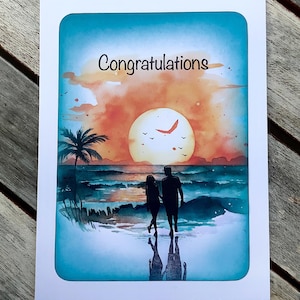Biglietto di lusso fatto a mano, biglietto "Congratulazioni" - biglietto di fidanzamento, biglietto di nozze, biglietto di anniversario, alla coppia felice, sposa e sposo