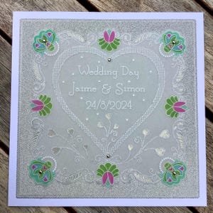Parchemin personnalisé 7 x 7 po., le jour du mariage, carte d'anniversaire, pour l'heureux couple, félicitations pour le jour de votre mariage