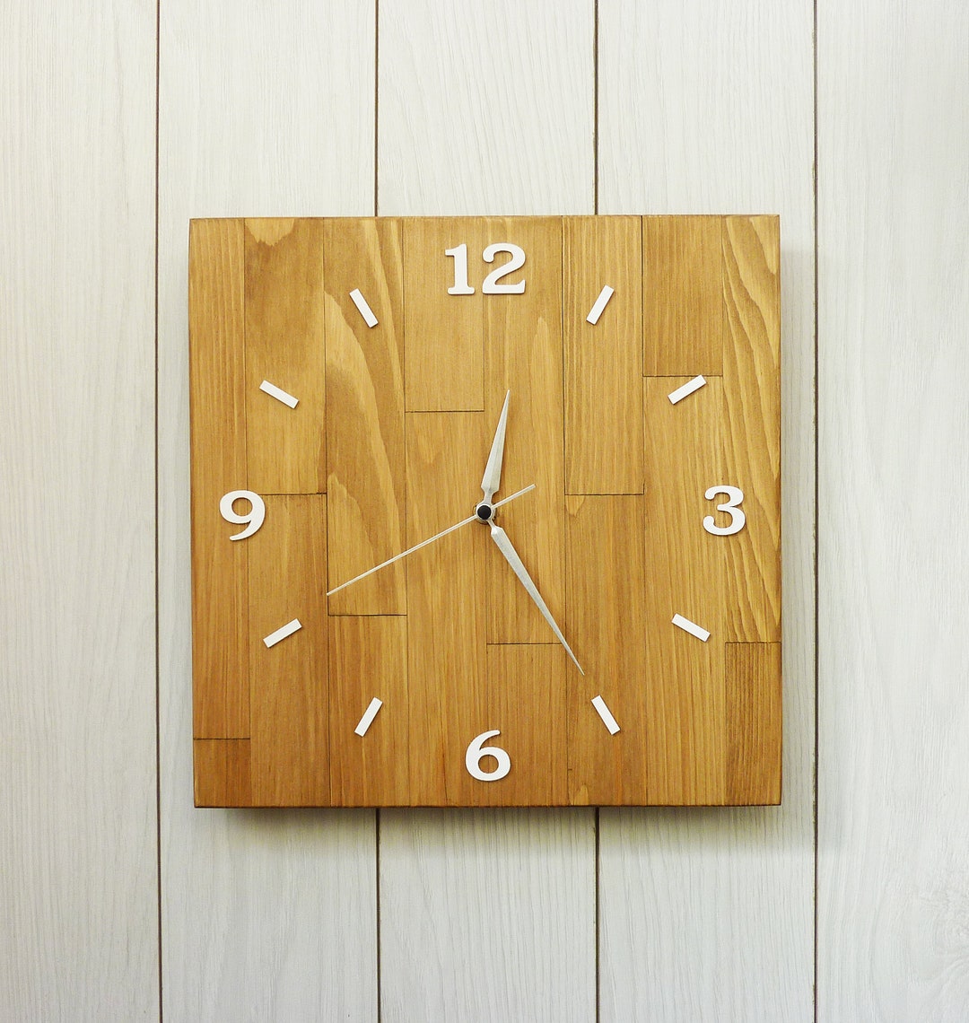 Large Wooden Wall Clock.oversize Square Wall Clock.home Gift.rustic