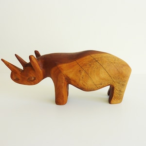 Vintage wooden rhino figure.Wooden primitive statuette of a rhino.Handmade rhino figure.Hand carved.Rustic decor.Home gift.