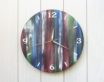 Modern wooden art clock.Oversize wall clock.Large wall clock.Round wall clock.Rustic clock.Silent clock.Holiday gift.