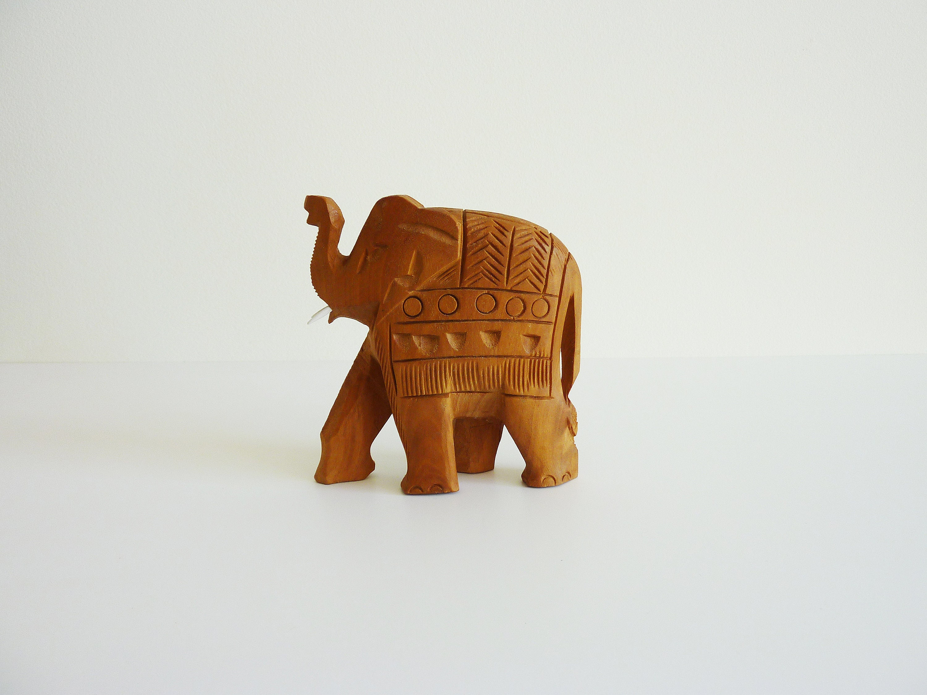 Hand Carved Wooden Elephant Statue: Rustic Home Decor - Etsy
