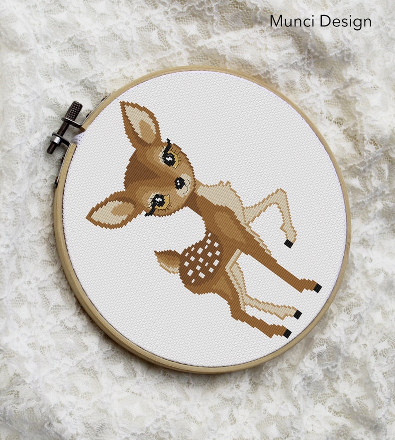 Cross stitch nursery decor \u2013 INSTANT DOWNLOAD Cross stitch \u2018Fawn\u2019 pattern \u2013 Printable Cross Stitch Pattern in PDF