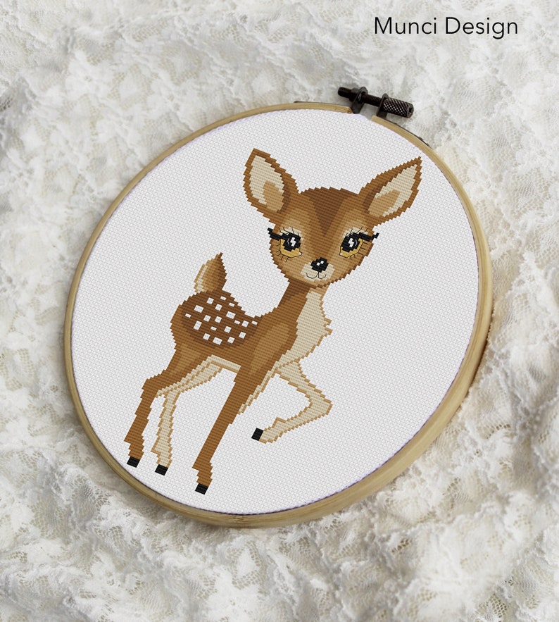 Cross stitch nursery decor \u2013 INSTANT DOWNLOAD Cross stitch \u2018Fawn\u2019 pattern \u2013 Printable Cross Stitch Pattern in PDF