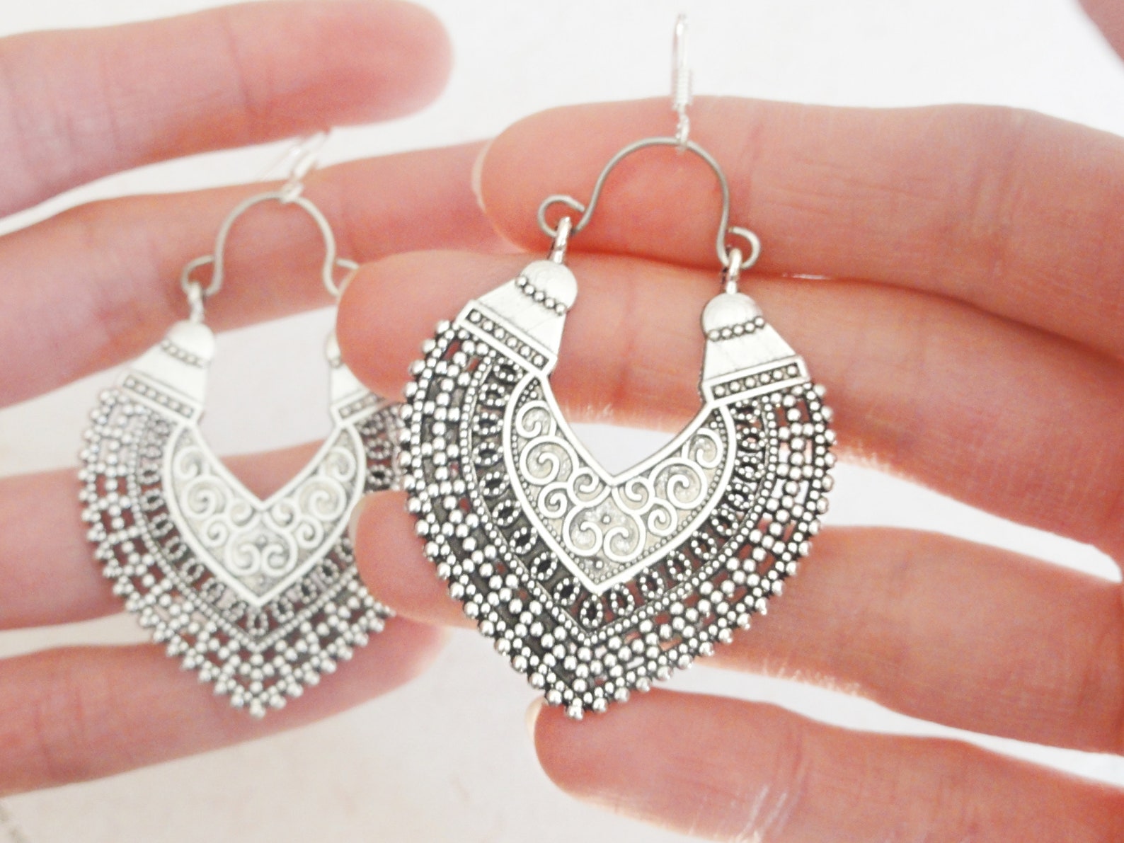 Boucles D’oreilles Pendantes Argent Massif 925 – Style Ethnique Fait Main
