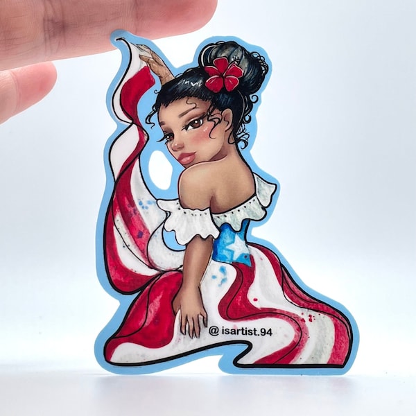 Sticker “Bailemos” Puerto Rican Art | Waterproof | Bomba y Plena inspired | art by Isartist