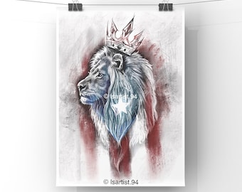 Giclée- Prints “Brave & Strong” | Lion Puerto Rico art | Limited Edition | Fine Art Prints | Isartist