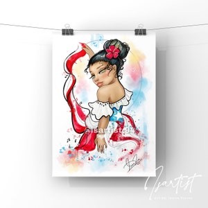 Print of Bailemos | Let’s dance Giclée Print | Puerto Rico Art | Bomba y Plena Puerto Rican traditional dance | Limited Edition | Isartist
