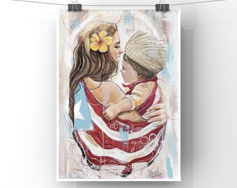 Giclée “Sangre Borincana” | Limited Edition | Puerto Rico Art prints | Puerto Rican mother and son | mothers day | Boricua Art by: Isartist