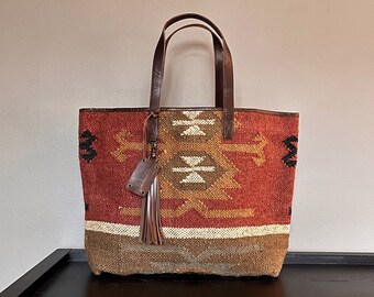 Sac Cabas en jute et cuir "GABOR - Vizir Red - Nouvelle Collection 2024