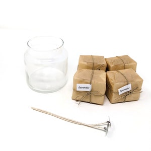 Zero Waste DIY Candle Making Kit/ 0.25 1lb of scented soy wax bars in biodegradable paper/ plastic free packaging/ glass containers/ 16oz Apoth. Pack