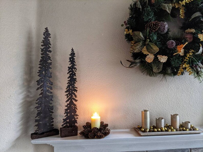 Pine Cone Center Piece Candle Ring with Blue spruce scented soy wax candle handmade real pine cones rustic wedding Made in Oregon