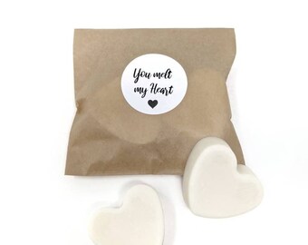 Heart Shaped Soy Wax Melts Favors/Pack of 2/wedding favors/baby shower favors/bridesmaid gifts/ Plastic-free and Zero waste/ Handmade