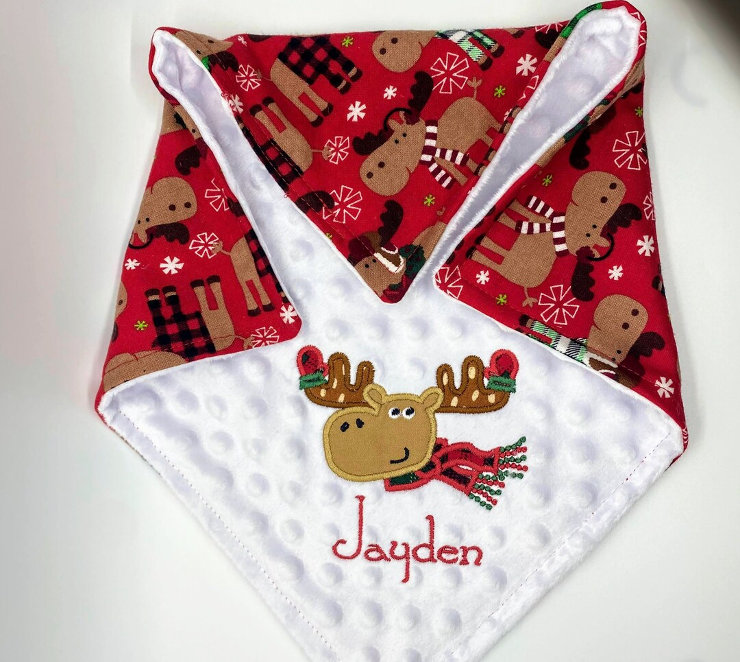 Personalized Moose Baby Blanket, Personalized Christmas Blanket for