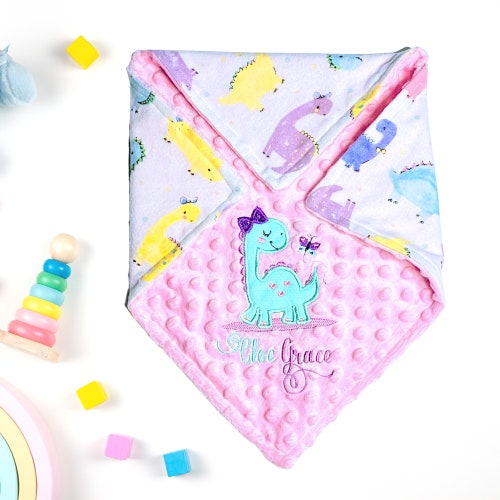Dinosaur Baby Blanket / Personalized Minky Dinosaur Blanket / Etsy