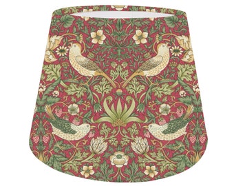 William Morris Strawberry Thief Crimson Lampshade, Crimson Empire Shape, Handmade Home Decor