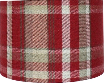 Red Skye Tartan Tweed Highland Country Check Lampshade
