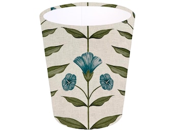 Ottilie Kingfisher Blue Floral Fabric Waste Paper Bin, Handmade Home Decor