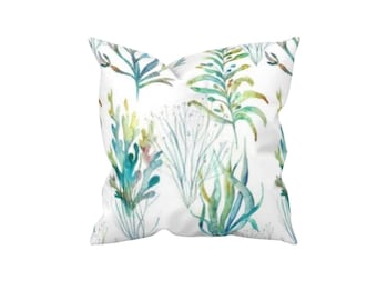 Coral Reef Kelpie Square Cushion/ Bolster Cushion, Nautical Coastal Decor