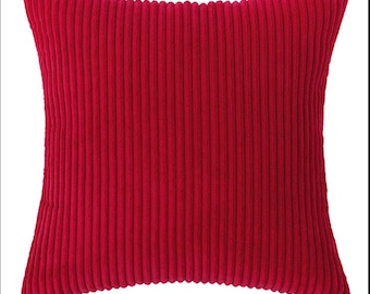 Red Jumbo plush Stripe  Cord  Chenille Cushion, Square or Oblong, Home Decor