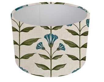 Trumpet Flower Floral Drum Lampshade, Ottilie Kingfisher,  Table/Ceiling Light