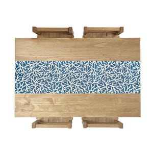 Handmade Coastal Table Runner, Denim Reef, Ocean Blue