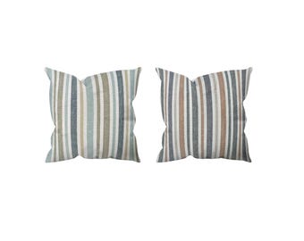 Tiverton Striped Burnt Orange or Pampas Handmade Cushion, Colorful Home Decor