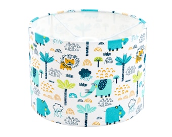 Safari Jungle Animals Nursery drum Lampshade tree, lion , elephants