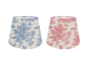 Toile de Jouy Fabric Lampshade, Blue or Red, Handmade UK Drum Shade