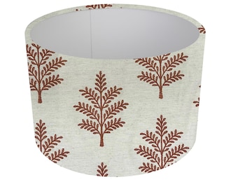 Autumn Brown Embroidered Trees Fabric Lampshade, Ceiling Or Table