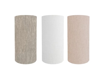 Tall Cylindrical  Drum Lamp Shade, Neutral Fabric, Design, white, linen, beige
