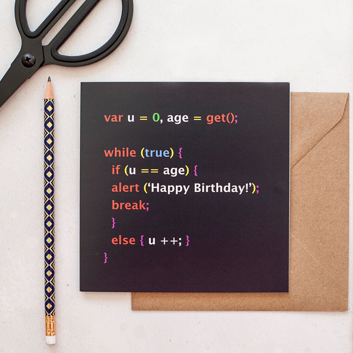 Geek birthday card Javascript birthday Card Computer | Etsy