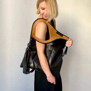 Large Leather Hobo Bag: Handmade Black Crossbody Purse
