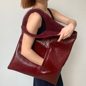 Burgund Umhängetasche Große Hobo Geldbörse Leder Tragetasche für Frauen Designer-Handtaschen Echtes Ledertasche mit Tasche Armlochtasche