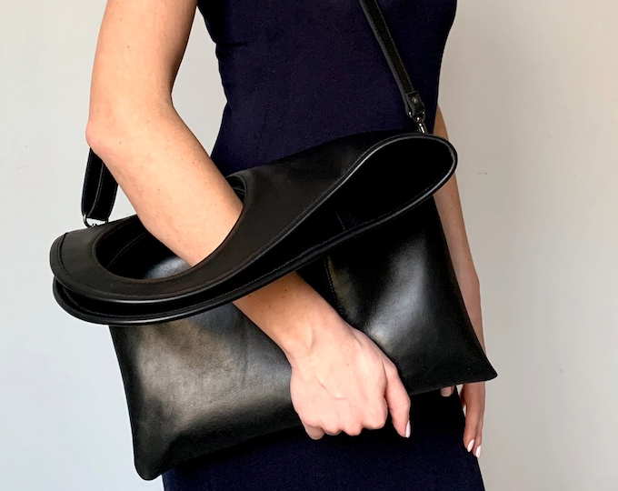 Leather Suede Hobo Bag, Black Studded Crossbody Bag - Etsy