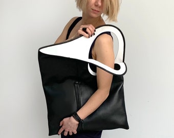 Oversized hobo bag Leather laptop bag Designer handbags Minimalist shoulder bag for women Handmade purse by Olena Molchanova