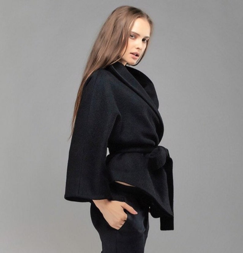 black wrap coat womens