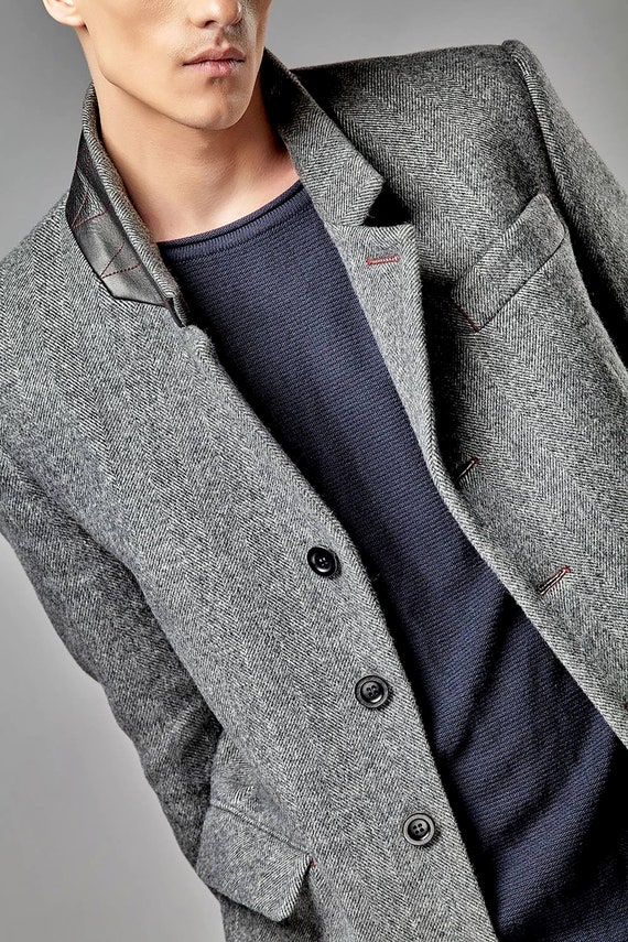 men's herringbone overcoat