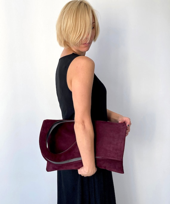 Burgundy suede clutch bag cheap