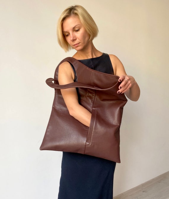  Bolsos grandes de cuero para mujer, bolso de mano con