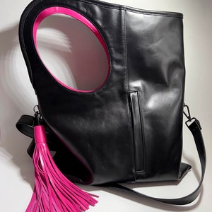 Oversized clutch Black leather shoulder bag Asymmetrical purse Flat handbags for women Genuine leather bag Soft leather pouch bag image 9