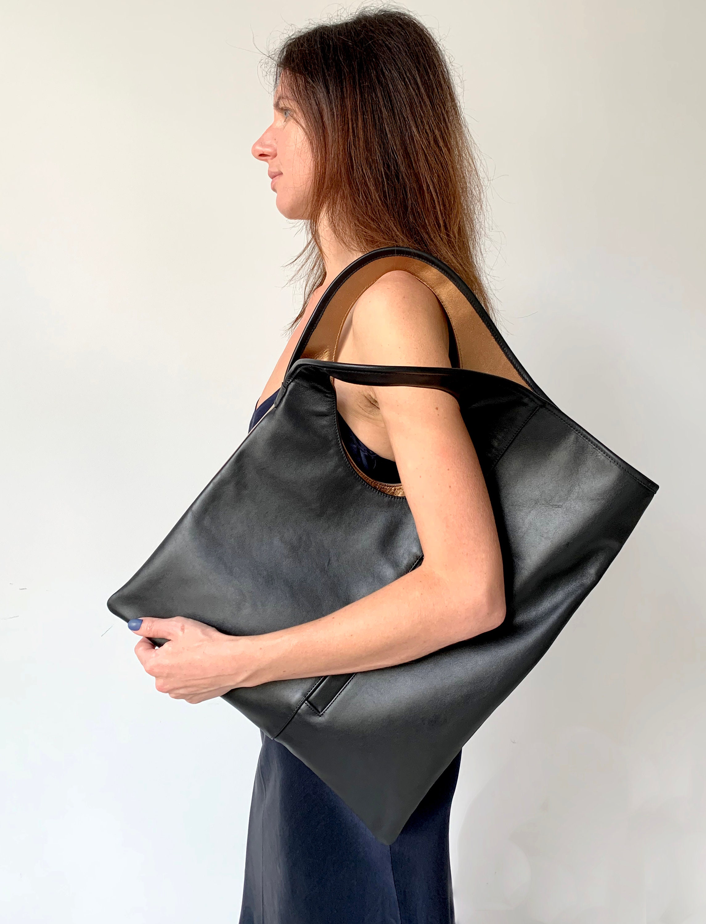 Hobo Bag⎪Large Tote Bags⎪Leather Tote Bags for Women, Black | Ozerty